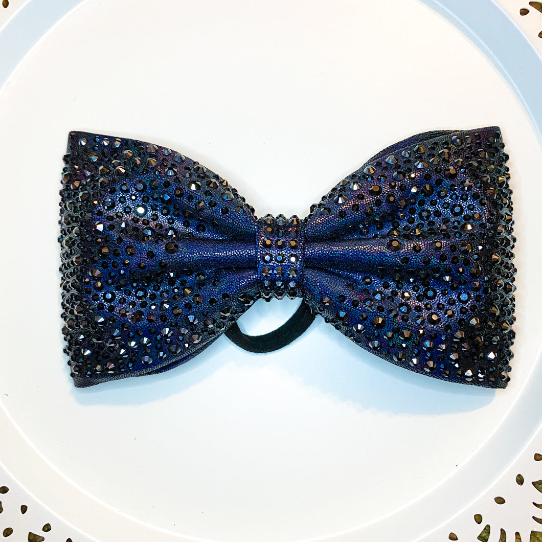 BLACK Mystique MUSE Tailless Cheer Bow with Black Rhinestones