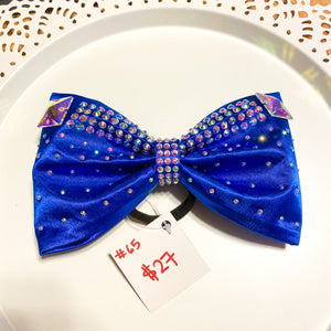 ROYAL BLUE Jumbo MUSE Tailless Cheer Bow with big square crystals