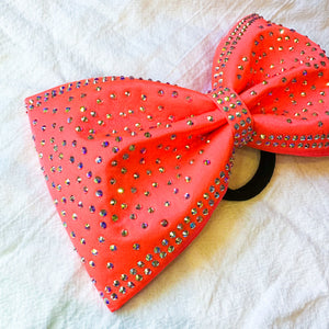 NEON CORAL Jumbo MUSE Tailless Cheer Bow