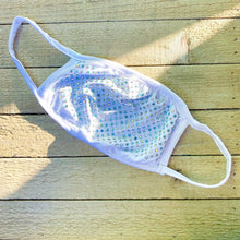 Load image into Gallery viewer, White Cloth Face-Covering with AB Crystal Rhinestones