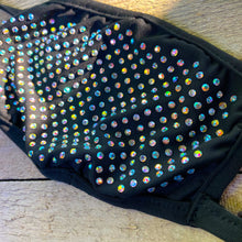 Load image into Gallery viewer, Black Cloth Face-Covering with AB Crystal Rhinestones